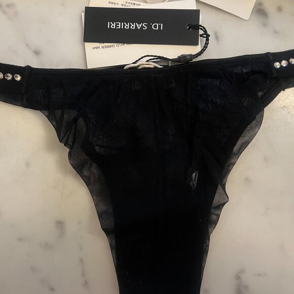 I.D. SARRIERI SWAROVSKI Nuit Interdit crystal-embellished tulle thong - BNWT XS - Picture 4 of 8